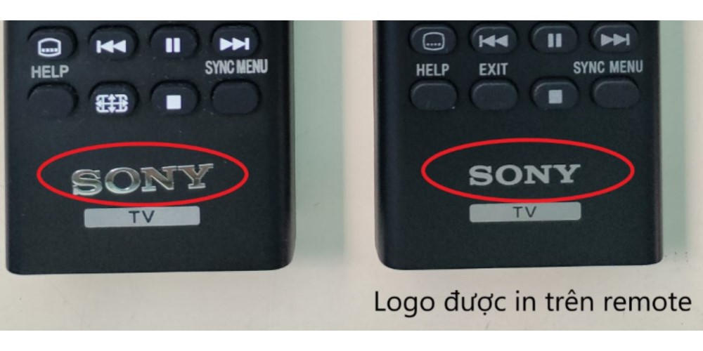 Remote chính hãng: Logo Sony được in trên remote